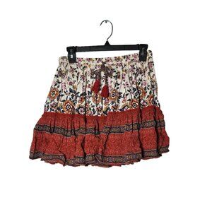 Spell & The Gypsy Multicolor‎ Rosewood Boho Floral Mini Skirt Size XS Revolve
